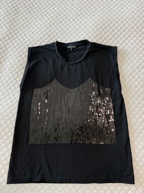 Title: LEO & UGO Paris Black Sequin Sleeveless Tee - Size 2